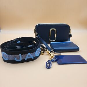 MARC JACOBS Metallic Saffiano Glitter Small Camera Bag Blue Royal..Authentic..